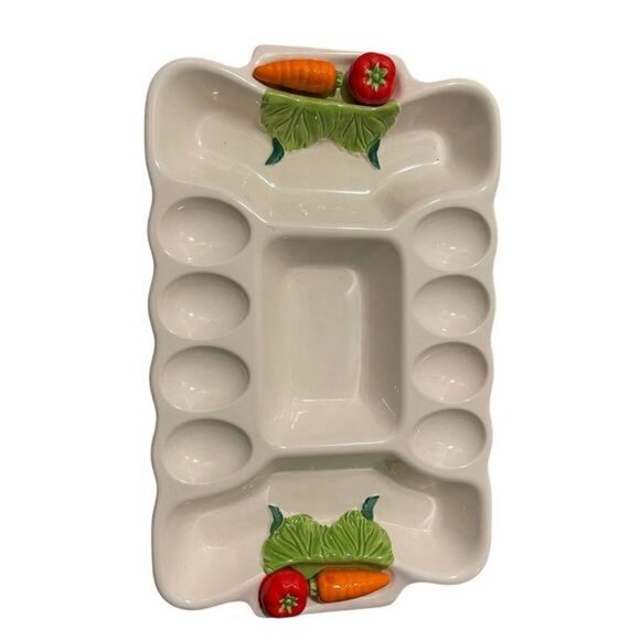 Deviled Egg Veggie Tray RARE Vintage Japan Jamestown China Garden Delight Patter - Picture 5 of 5